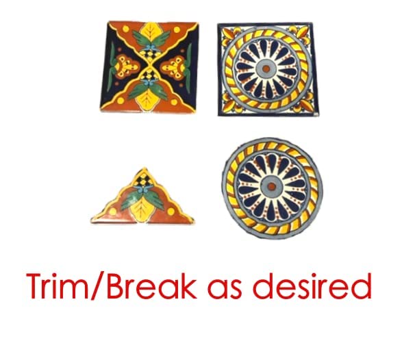 Broken Talavera Mexican Tile in Mixed Desings A1 Quality Tiles, 15 Pounds, Best Deal on Amazon!