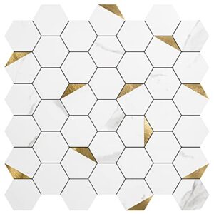 art3d 10-sheet peel and stick backsplash for kitchen décor, self-adhesive tile hexagon mosaic tiles