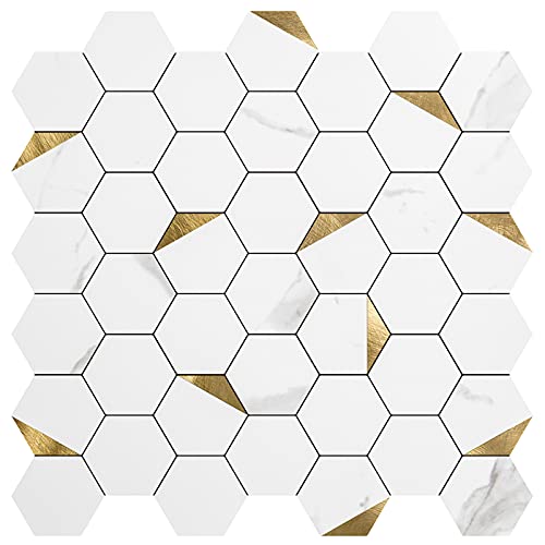 Art3d 10-Sheet Peel and Stick Backsplash for Kitchen Décor, Self-Adhesive Tile Hexagon Mosaic Tiles