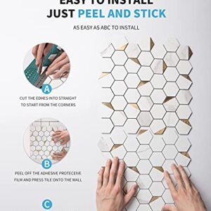 Art3d 10-Sheet Peel and Stick Backsplash for Kitchen Décor, Self-Adhesive Tile Hexagon Mosaic Tiles