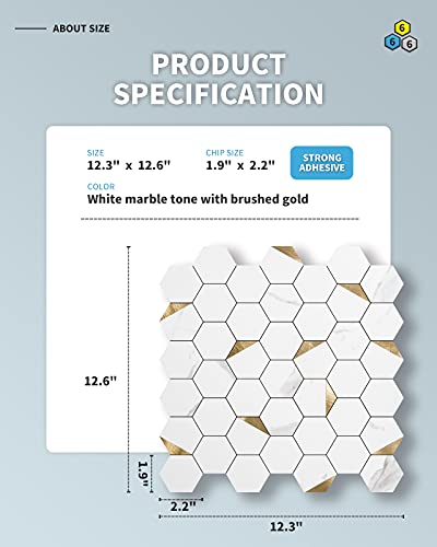 Art3d 10-Sheet Peel and Stick Backsplash for Kitchen Décor, Self-Adhesive Tile Hexagon Mosaic Tiles