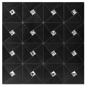 art3d 10-sheet peel and stick backsplash metal mosaic tiles for kitchen wall decor, stick on aluminum composite tiles stikers, black windmill puzzle glass mixed
