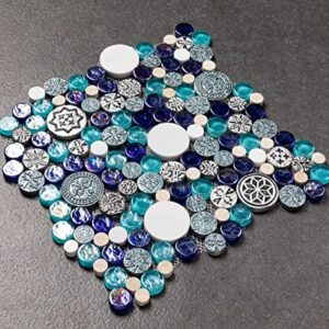 12-in x 12-in Vintage Blue Round Mosaic