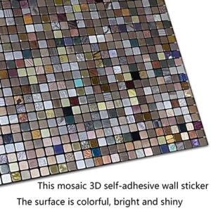 YMMXGE Peel and Stick Metal Backsplash Tile Stick on Kitchen 3D Wall Decor Aluminum Mosaic Tiles for Bathroom, 11.81"x11.81"x0.15" (5,Silver Gold Copper Mixed)