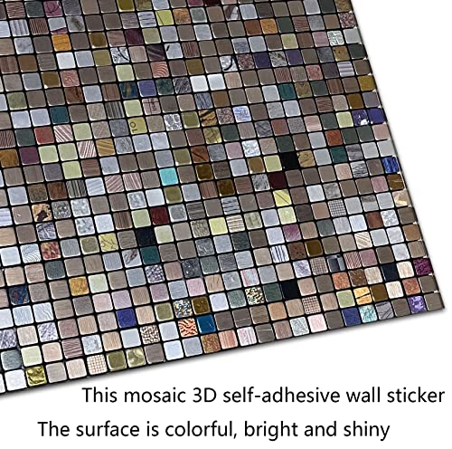 YMMXGE Peel and Stick Metal Backsplash Tile Stick on Kitchen 3D Wall Decor Aluminum Mosaic Tiles for Bathroom, 11.81"x11.81"x0.15" (5,Silver Gold Copper Mixed)