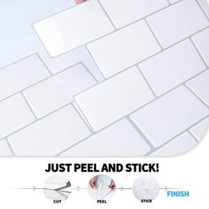 Art3d 10-Sheet Peel and Stick Tile Backsplash - 12"x12" Premium Kitchen Backsplash Peel and Stick Tile, Bright White