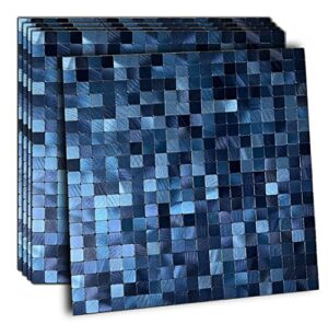 xuaniny 5-sheet peel and stick backsplash tiles dark blue surface aluminum mosaic sticker for kitchen (11.61″x11.61″ per sheet, pack of 5pcs) (dark blue)