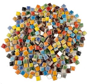 lanyani colorful ceramic mosaic tiles for crafts, 1/2 inch square glazed porcelain pieces tile for mosaics, covers 1sq.ft