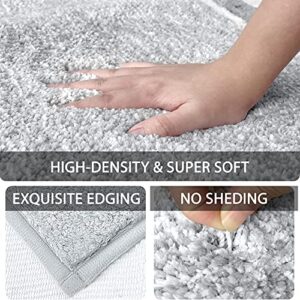 EARTHALL Grey Bathroom Rug Mat, 17"x24", White and Gray, Extra Soft Absorbent Premium Bath Rug, Non-Slip Comfortable Bath Mat, Machine Wash Dry, Carpet for Tub, Shower, Bath Room