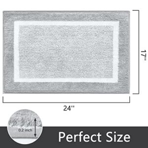 EARTHALL Grey Bathroom Rug Mat, 17"x24", White and Gray, Extra Soft Absorbent Premium Bath Rug, Non-Slip Comfortable Bath Mat, Machine Wash Dry, Carpet for Tub, Shower, Bath Room