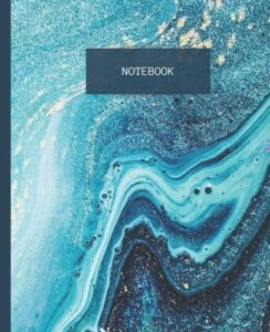 notebook blue marble liquid effect composition writing pad: notebook, blue marble liquid effect, composition writing pad, 200 7.5×9.25 lined paper, school, ruled pages for notes