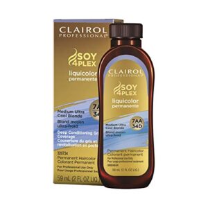 clairol professional permanent liquicolor for blonde hair color, 7aa med ultra cool blonde, 2 oz