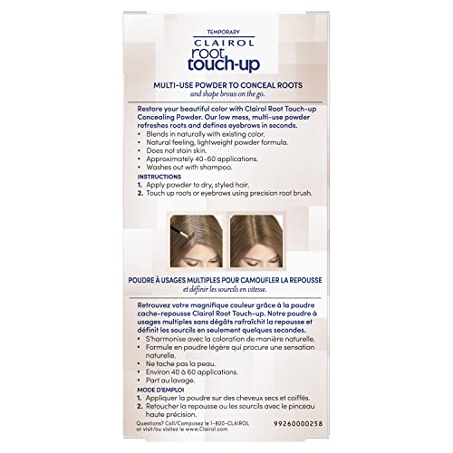 Clairol Root Touch-Up Temporary Concealing Powder, Light Brown Hair Color, Pack of 1