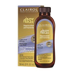 clairol professional permanent liquicolor for blonde hair color, 8a light cool blonde, 2 oz