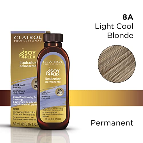 Clairol Professional Permanent Liquicolor for Blonde Hair Color, 8a Light Cool Blonde, 2 oz