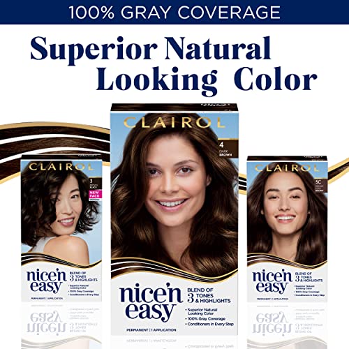 Clairol Nice'n Easy Permanent Hair Dye, 5N Medium Neutral Brown Hair Color, Pack of 3