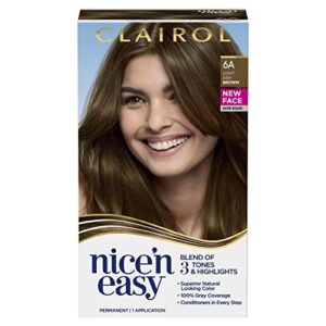 clairol nice’n easy permanent hair dye, 6a light ash brown hair color, pack of 1