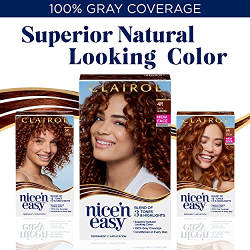 Clairol Nice'n Easy Permanent Hair Dye, 5RB Medium Reddish Brown Hair Color, Pack of 3