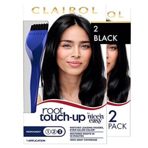 clairol root touch-up by nice’n easy permanent hair dye, 2 black hair color, pack of 2