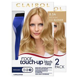 clairol root touch-up by nice’n easy permanent hair dye, 8.5a medium ash blonde hair color, pack of 2