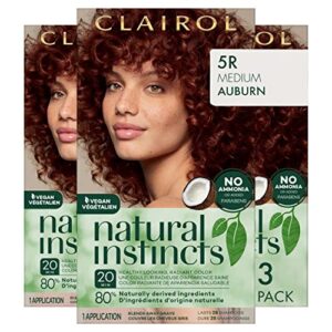 clairol natural instincts demi-permanent hair dye, 5r medium auburn hair color, pack of 3