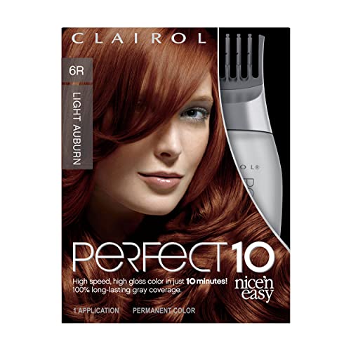 Clairol Nice'n Easy Perfect 10 Permanent Hair Dye, 6R Light Auburn Hair Color, Pack of 1