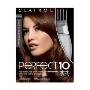 clairol nice’n easy perfect 10 permanent hair dye, 6wn light chocolate brown hair color, pack of 1