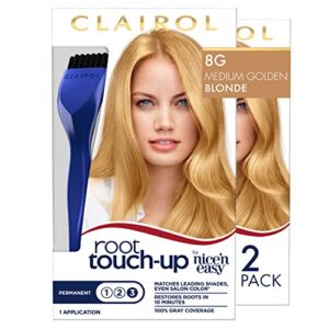 clairol root touch-up by nice’n easy permanent hair dye, 8g medium golden blonde hair color, pack of 2