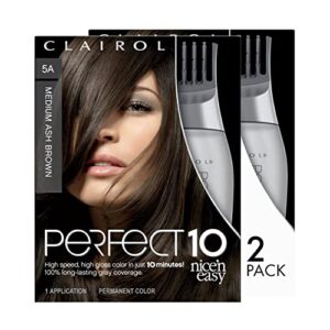 clairol nice’n easy perfect 10 permanent hair dye, 5a medium ash brown hair color, pack of 2