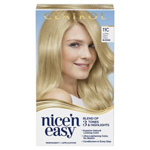 clairol nice’n easy permanent hair dye, 11c ultra light cool blonde hair color, pack of 1