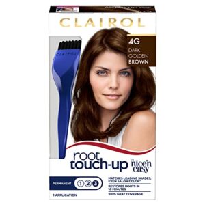 clairol root touch-up by nice’n easy permanent hair dye, 4g dark golden brown hair color, pack of 1