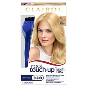 clairol root touch-up by nice’n easy permanent hair dye, 10 extra light blonde hair color, pack of 2