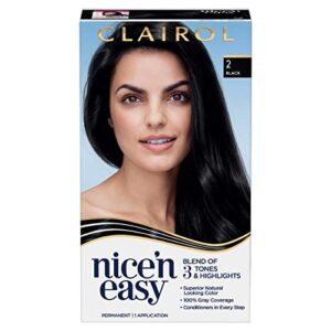 clairol nice’n easy permanent hair dye, 2 black hair color, pack of 1