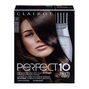 clairol nice’n easy perfect 10 permanent hair dye, 4 dark brown hair color, pack of 1