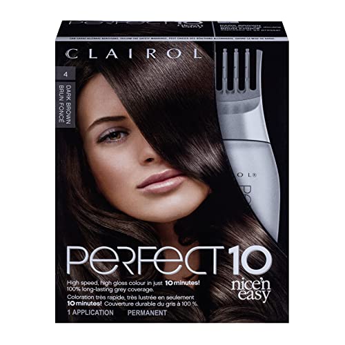 Clairol Nice'n Easy Perfect 10 Permanent Hair Dye, 4 Dark Brown Hair Color, Pack of 1