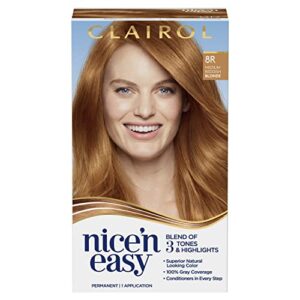 clairol nice’n easy permanent hair dye, 8r medium reddish blonde hair color, pack of 1