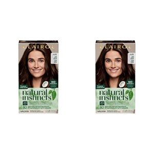 clairol natural instincts demi-permanent hair dye, 4w dark warm brown hair color, pack of 2