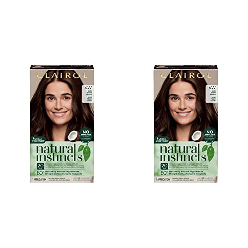 Clairol Natural Instincts Demi-Permanent Hair Dye, 4W Dark Warm Brown Hair Color, Pack of 2