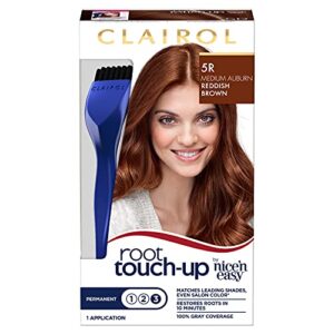 clairol root touch-up by nice’n easy permanent hair dye, 5r medium auburn/reddish brown hair color, pack of 1