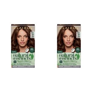 clairol natural instincts demi-permanent hair dye, 5bz medium bronze brown hair color, pack of 2