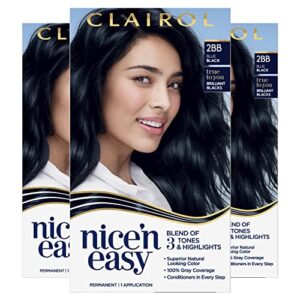 clairol nice’n easy hair color crème, 2bb blue black, pack of 3 (packaging may vary)