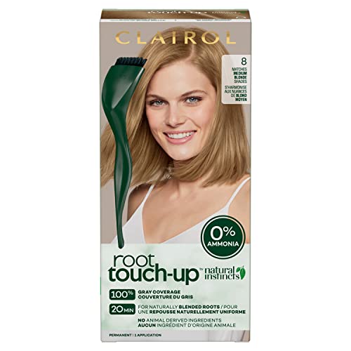 Clairol Root Touch-Up by Natural Instincts Permanent Hair Dye, 8 Medium Blonde Hair Color, Pack of 1