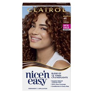 clairol nice’n easy permanent hair dye, 4r dark auburn hair color, pack of 1