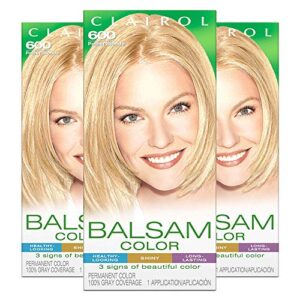 clairol balsam permanent hair dye, 600 palest blonde hair color, 3 count