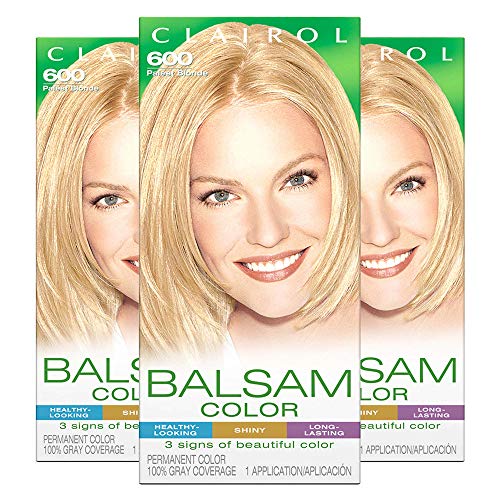 Clairol Balsam Permanent Hair Dye, 600 Palest Blonde Hair Color, 3 Count