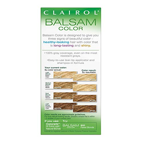 Clairol Balsam Permanent Hair Dye, 600 Palest Blonde Hair Color, 3 Count