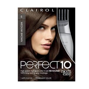 clairol nice’n easy perfect 10 permanent hair dye, 5 medium brown hair color, pack of 1