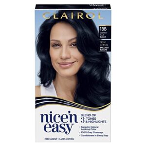 clairol nice’n easy permanent hair dye, 1bb deepest blue black hair color, pack of 1