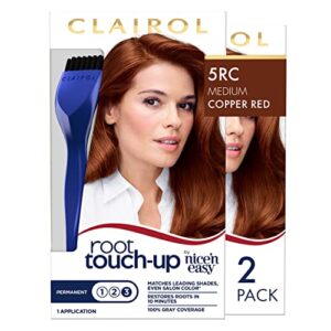 clairol root touch-up by nice’n easy permanent hair dye, 5rc medium copper red hair color, pack of 2