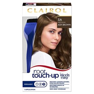 clairol root touch-up by nice’n easy permanent hair dye, 5a medium ash brown hair color, pack of 1